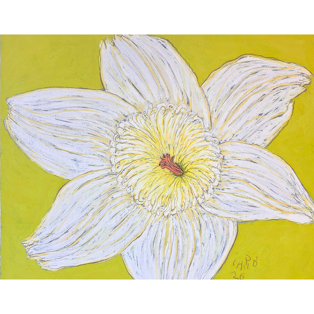 Christian Brechneff,  Daffodil Pastel on Chartreuse