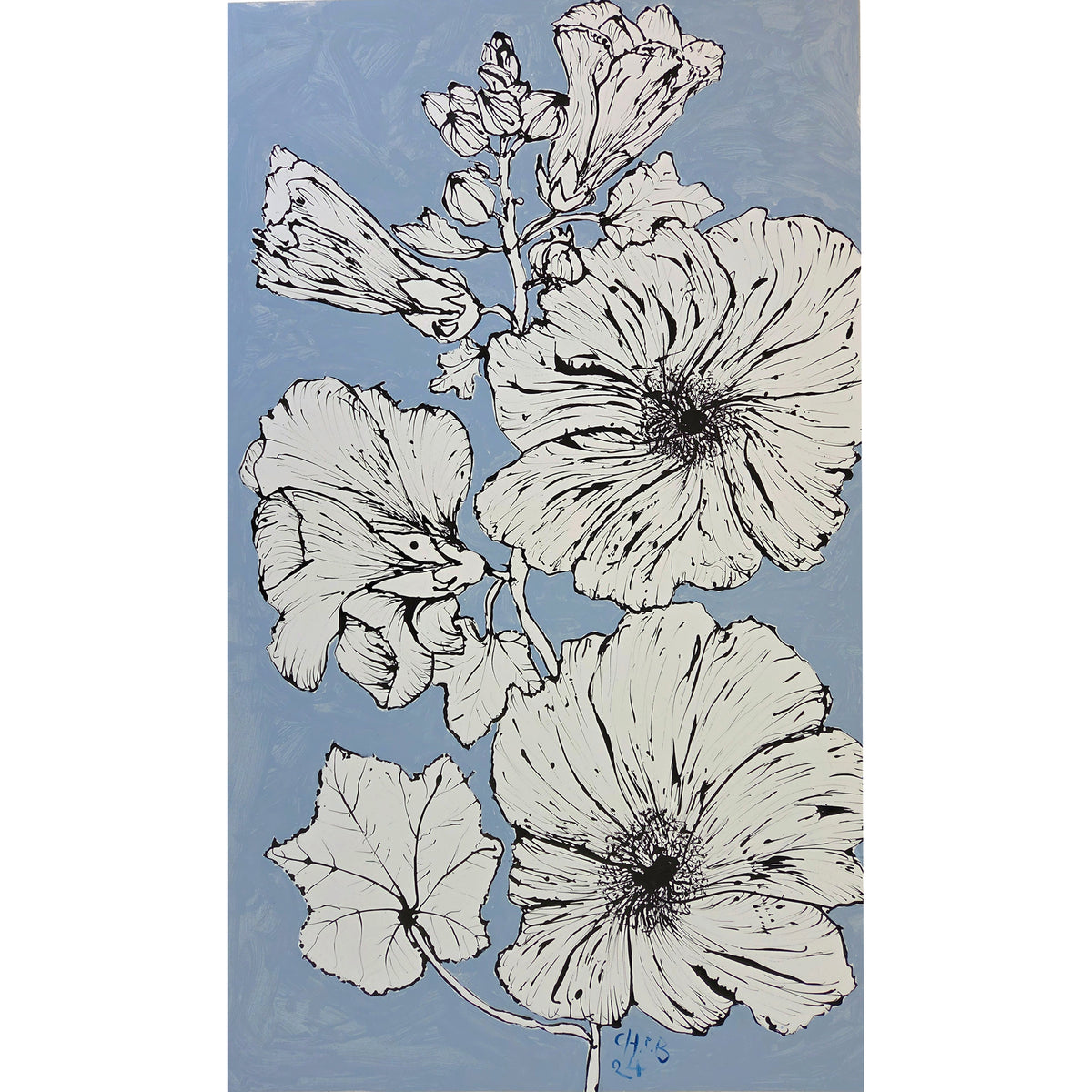 Christian Brechneff, Hollyhocks on Blue III
