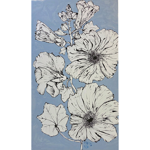 Christian Brechneff, Hollyhocks on Blue III