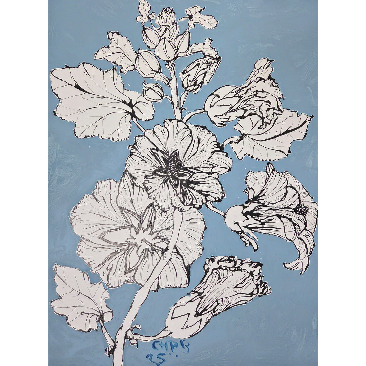Christian Brechneff, Hollyhocks on Blue II