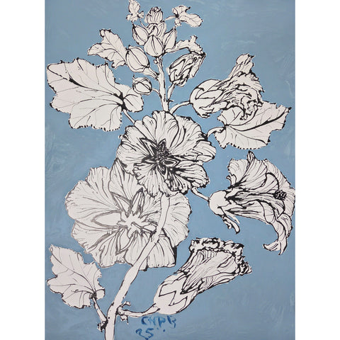 Christian Brechneff, Hollyhocks on Blue II