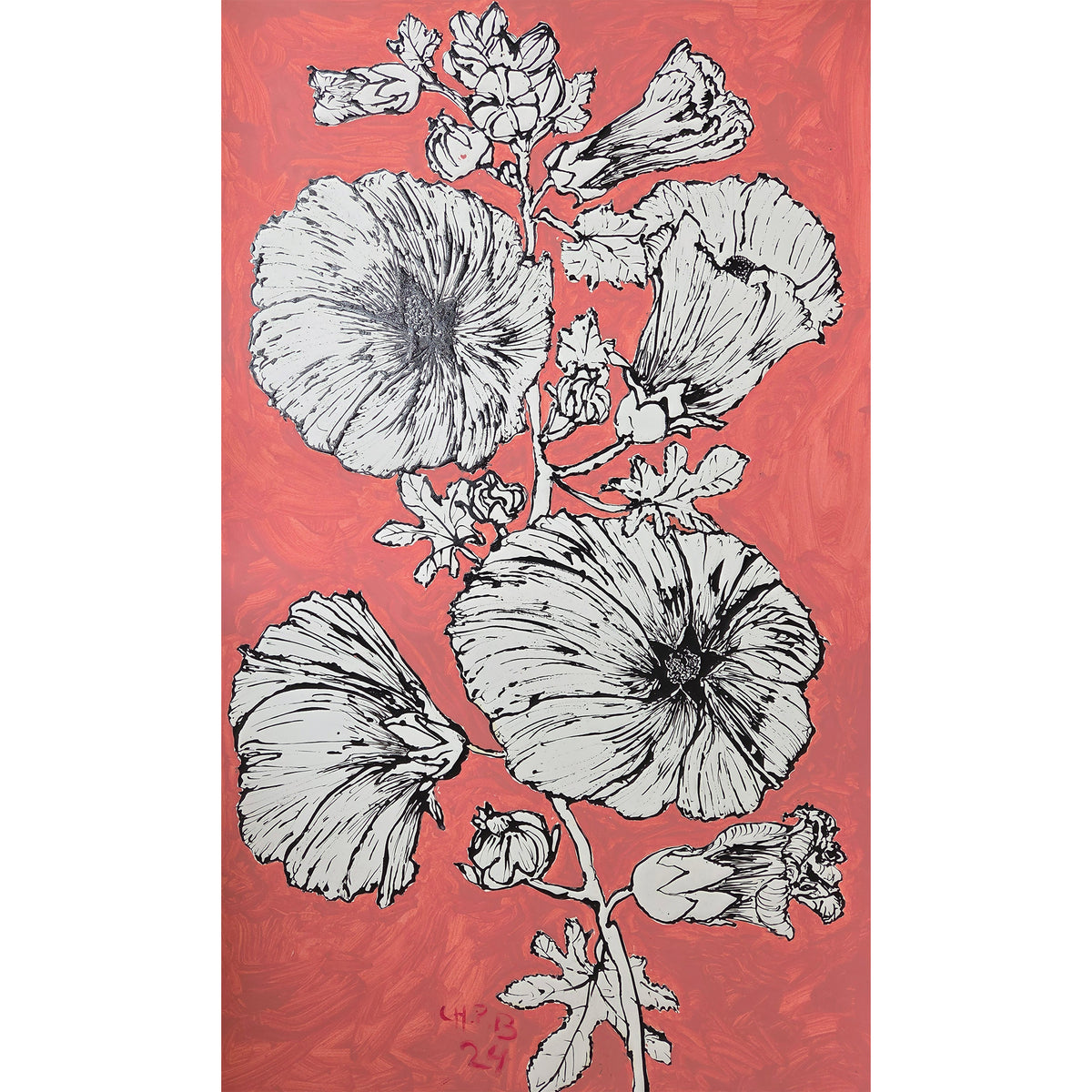 Christian Brechneff, Hollyhocks on Coral II