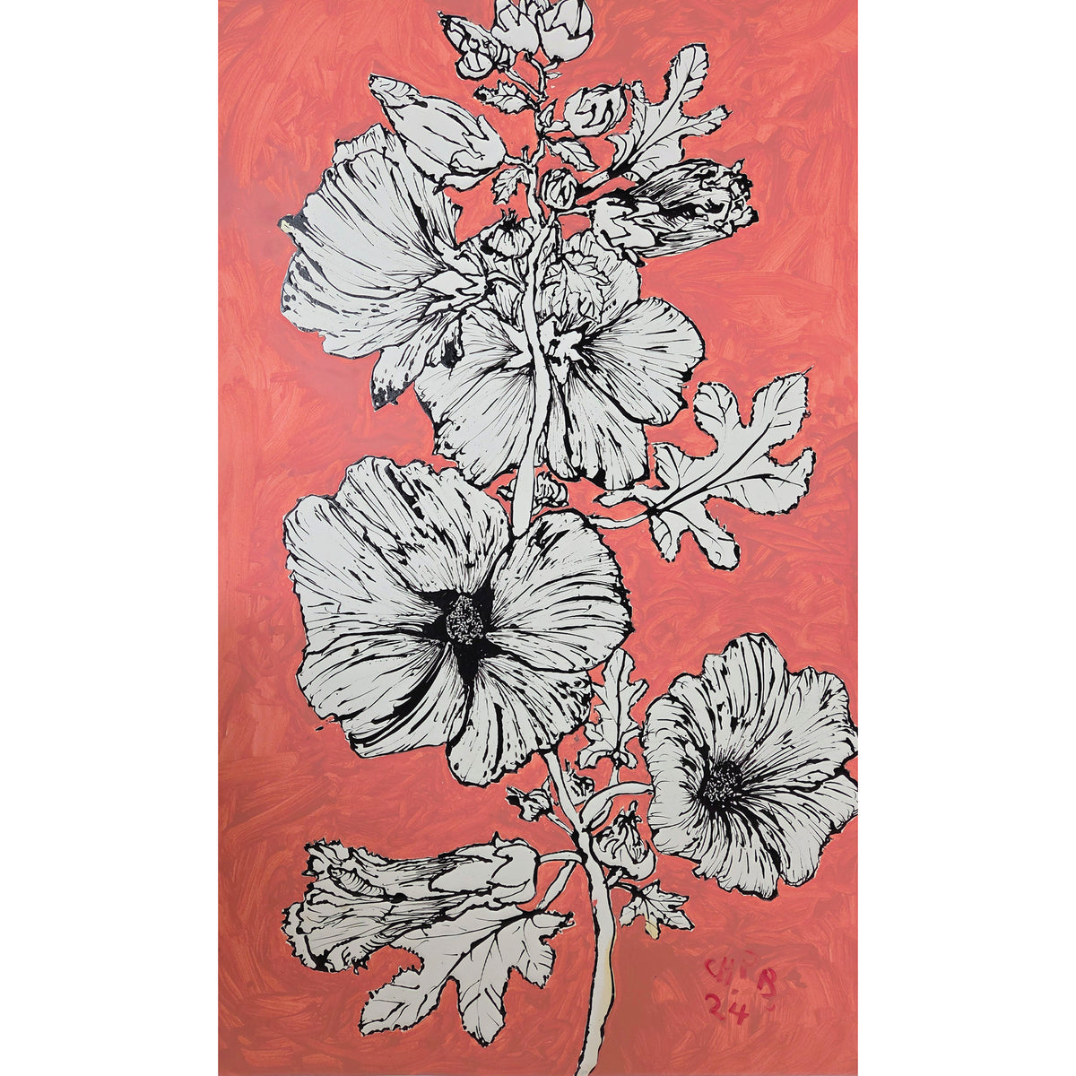 Christian Brechneff, Hollyhocks on Coral I
