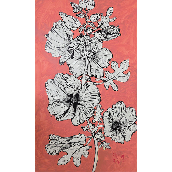 Christian Brechneff, Hollyhocks on Coral I