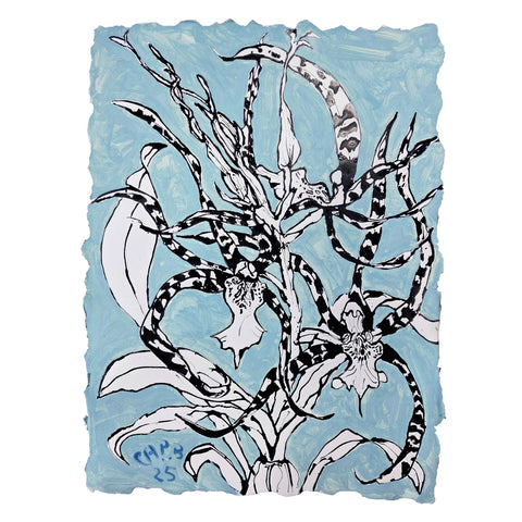 Christian Brechneff, Orchid on Blue I