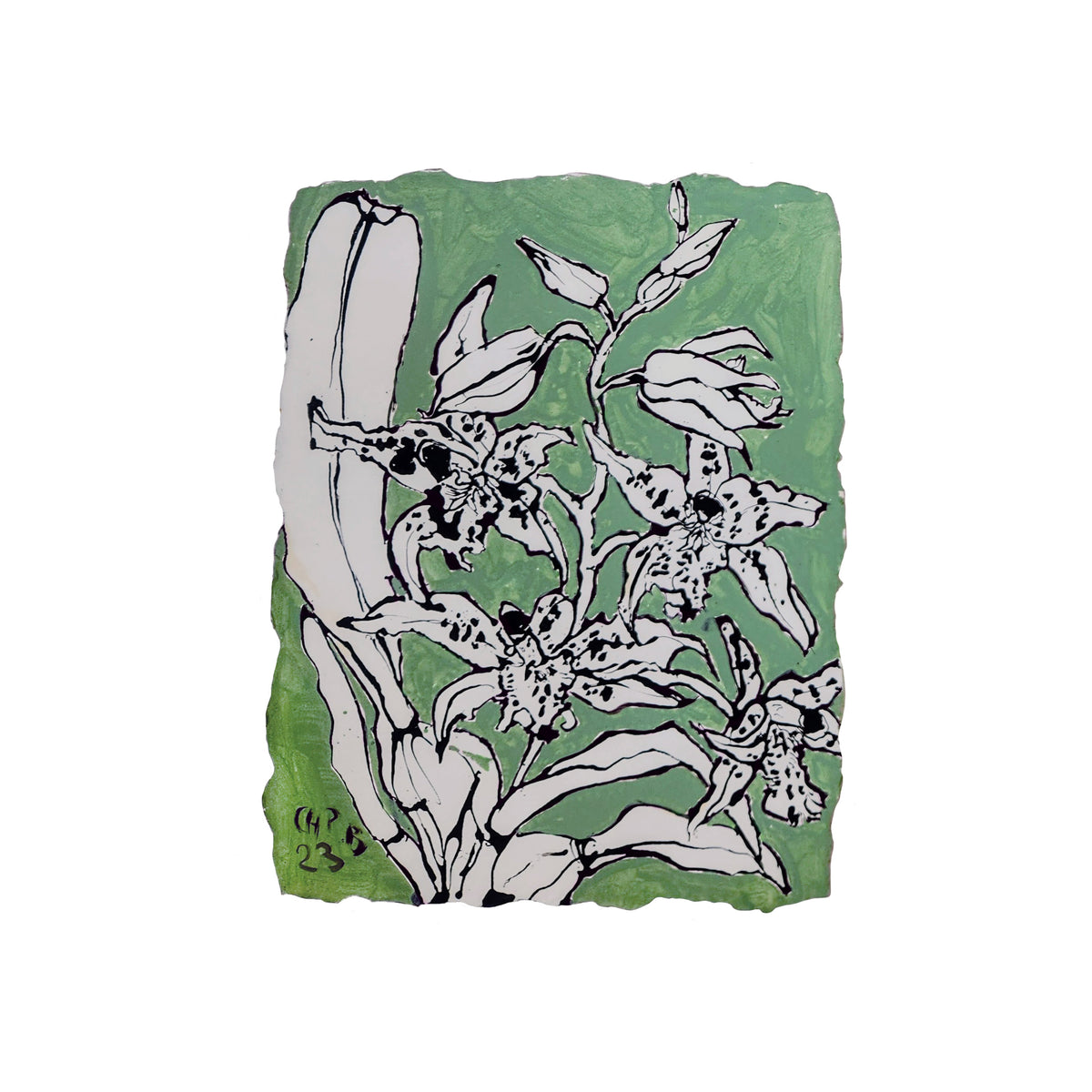 Christian Brechneff, Small Orchids on Green II