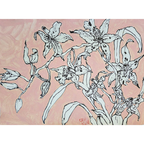 Christian Brechneff,  Orchids on Vieux Rose II