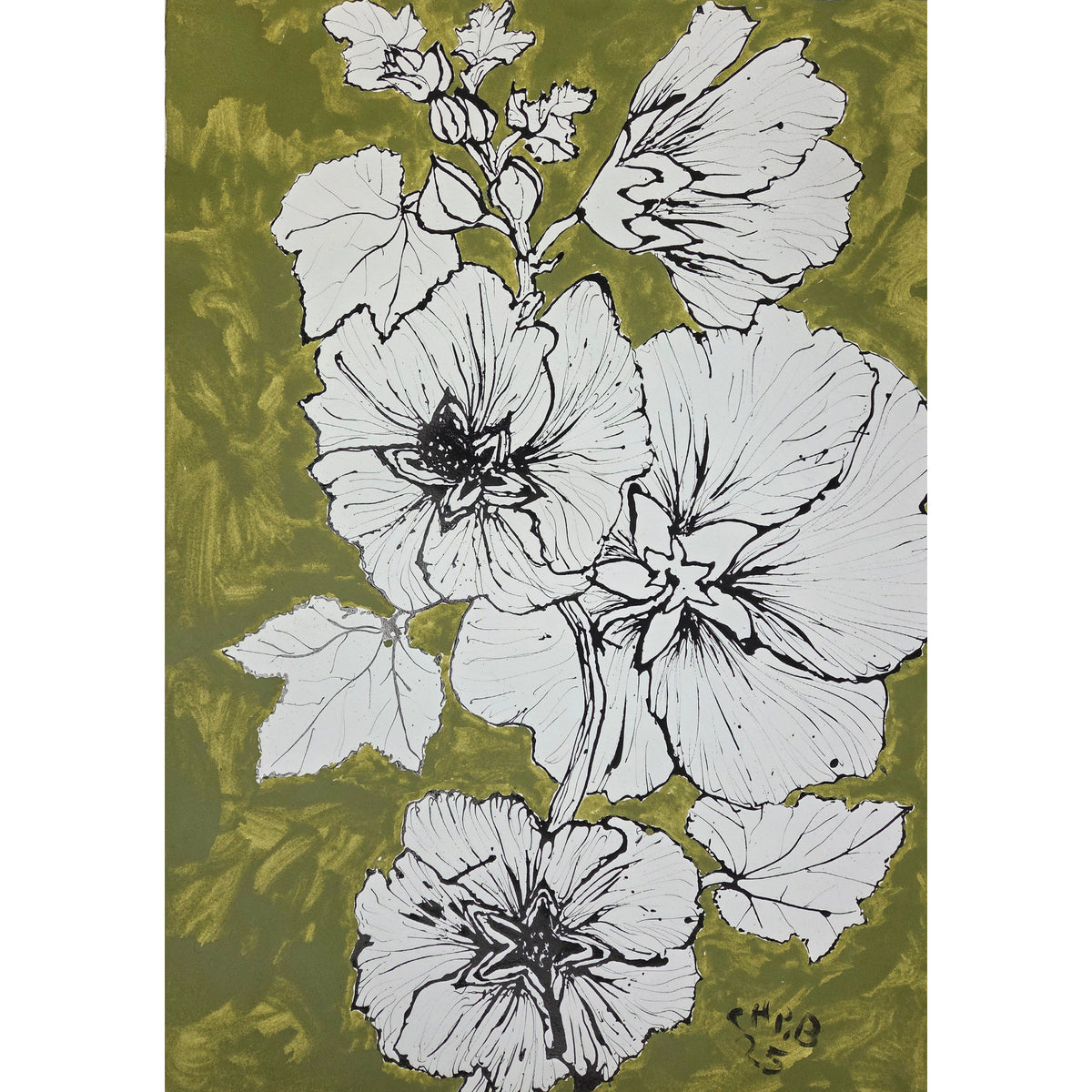 Christian Brechneff, Hollyhocks on Green II
