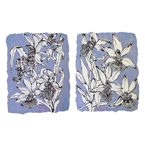 Christian Brechneff, Small Orchids on Purple I and II
