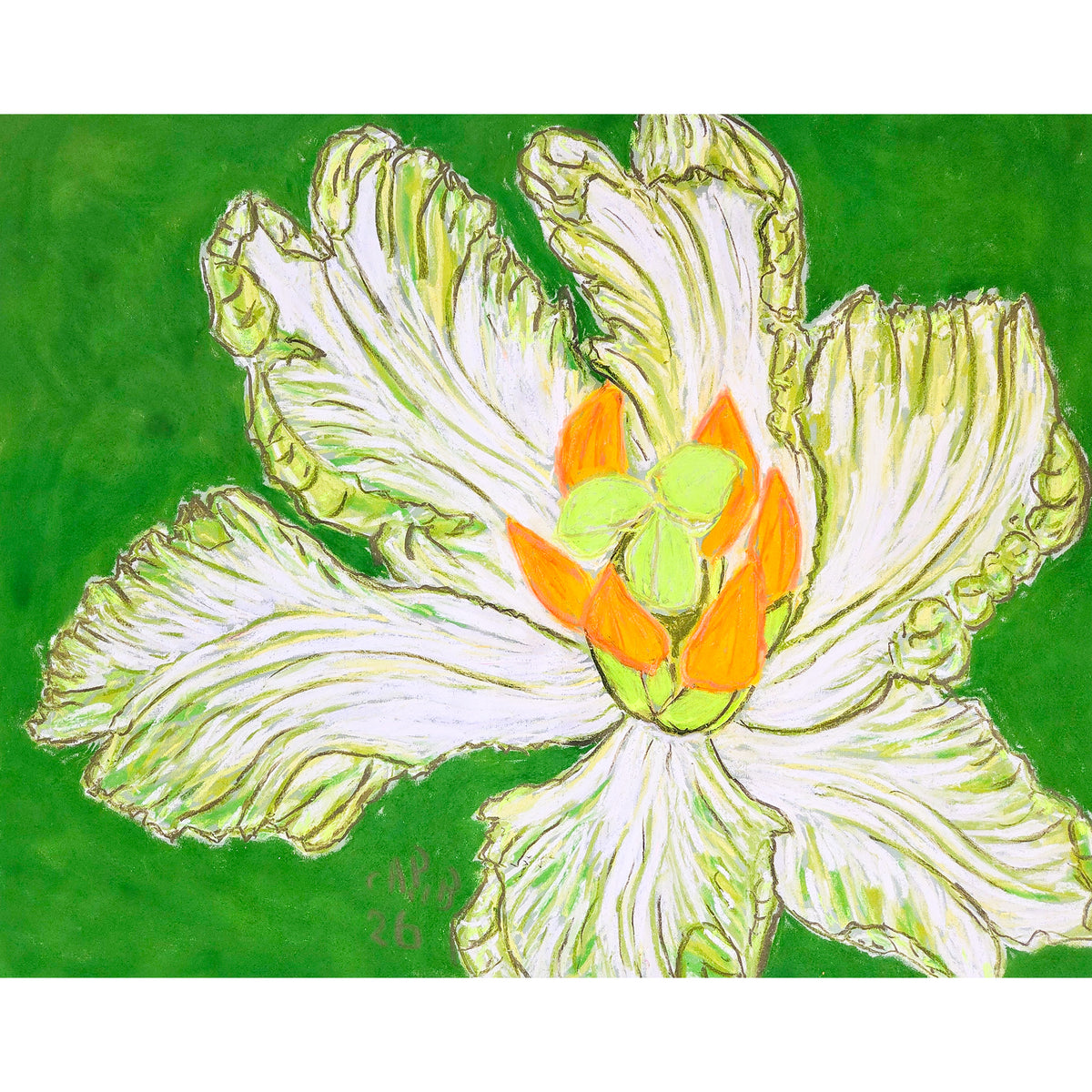 Christian Brechneff, Tulip Pastel on Grass Green