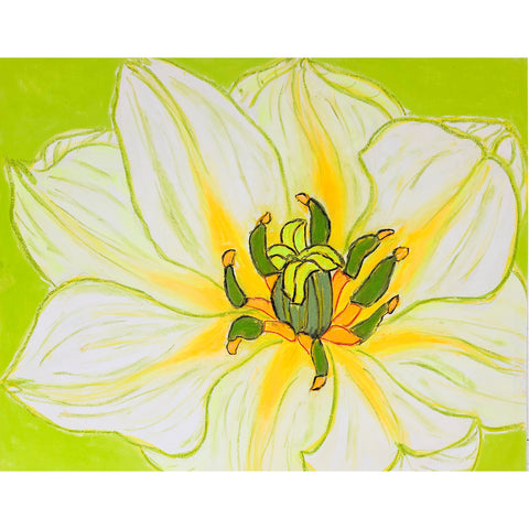 Christian Brechneff, Tulip Pastel on Lime Green