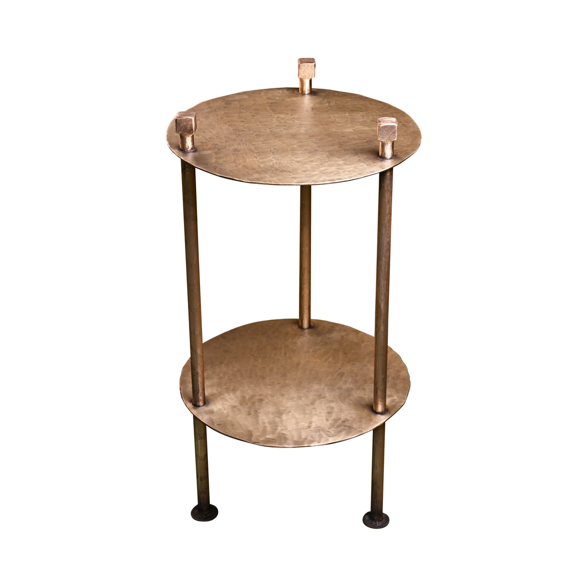 Round Side Table in Gouged Brass