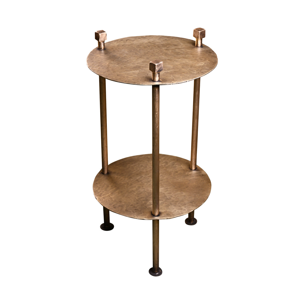 Round Side Table in Gouged Brass