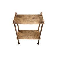 Two-Tier Slim Side Table in Gouged Brass