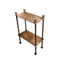 Two-Tier Slim Side Table in Gouged Brass