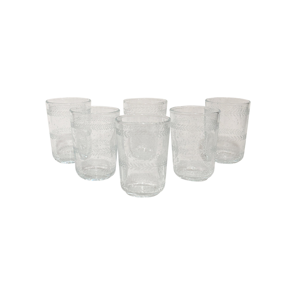Etched Laurel Glass, Set of 6