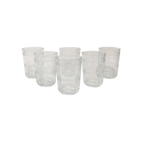 Etched Laurel Glass, Set of 6