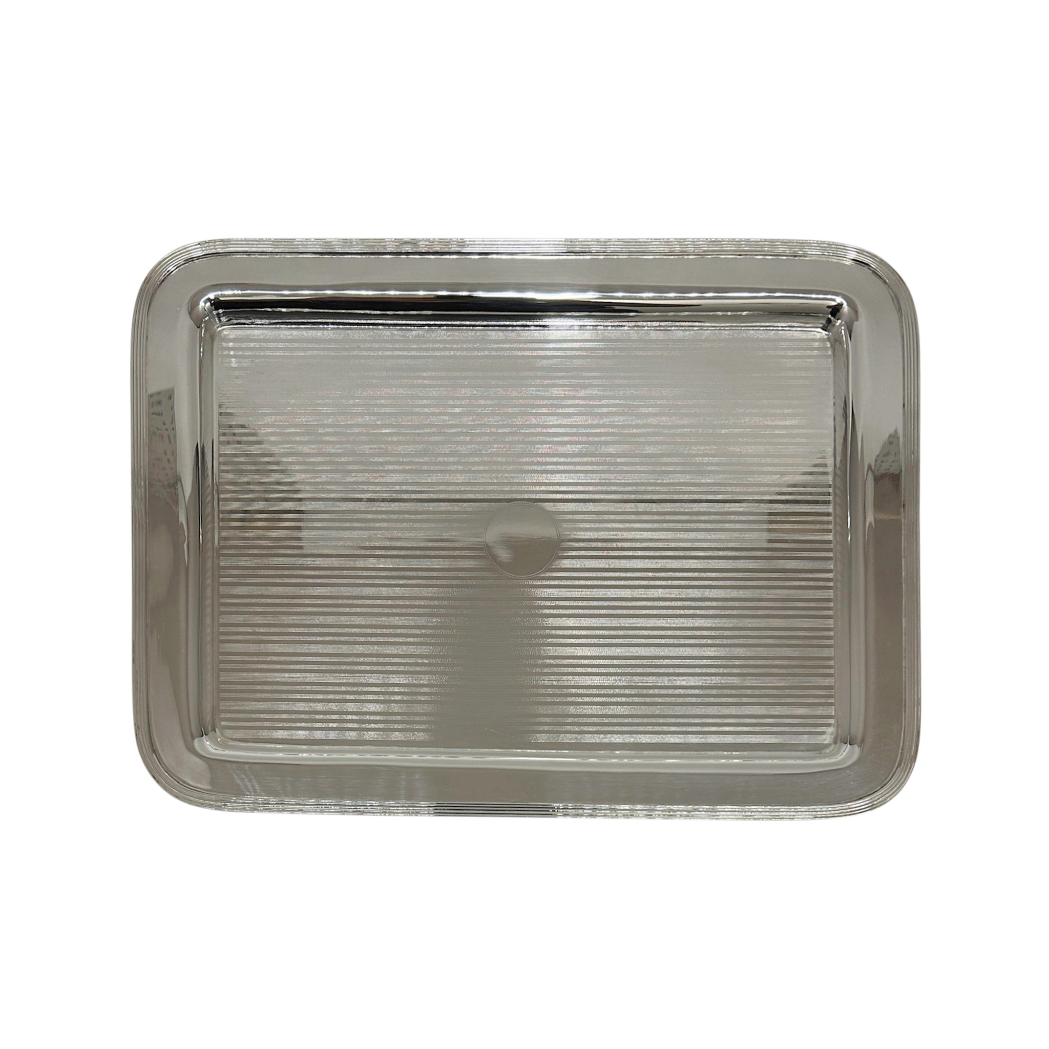 Vintage Oblong Engine-Turned Tray with Round Badge