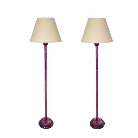 Bamboo Standing Lamp in Purple Lacquer