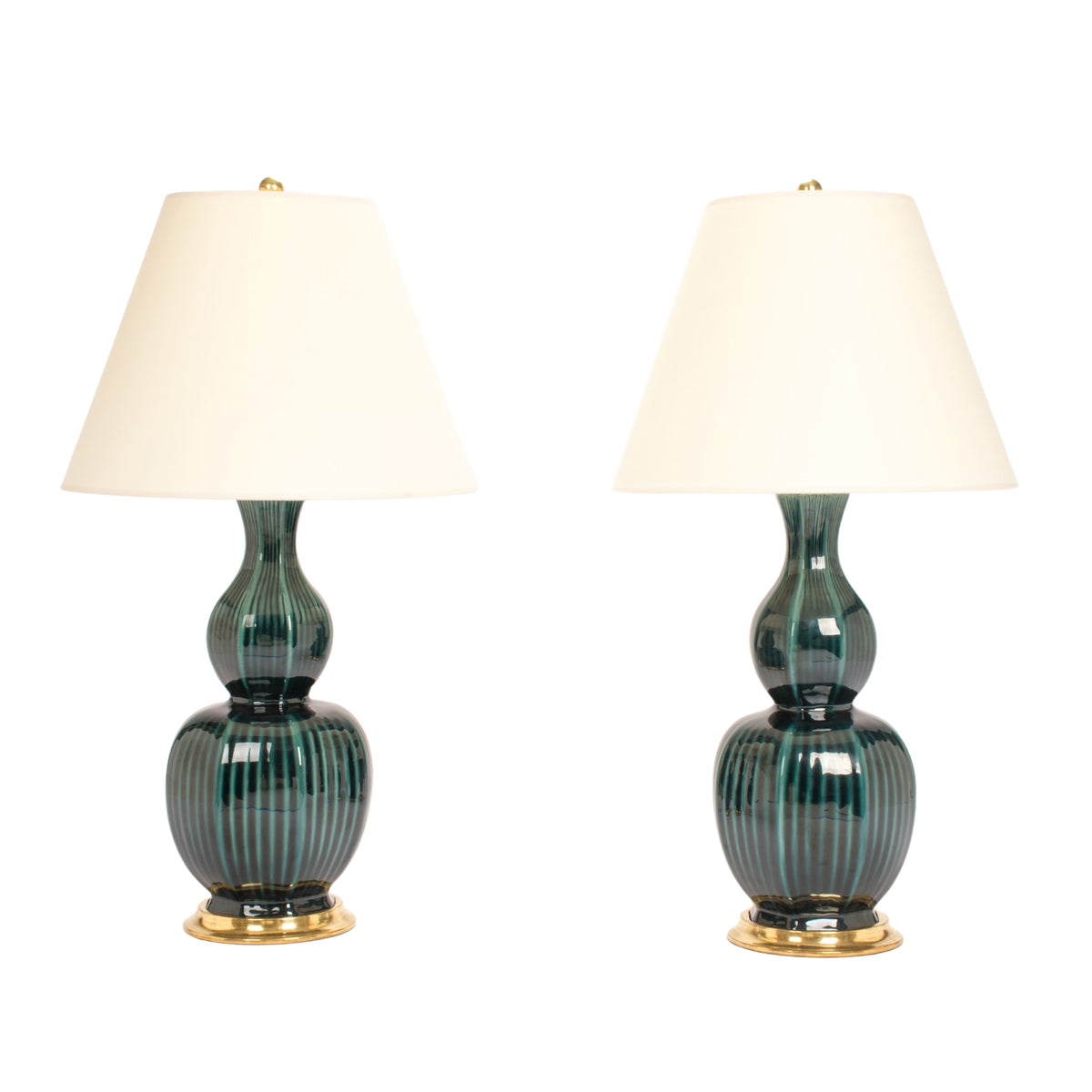 Pair of Delft Lamps in Peacock