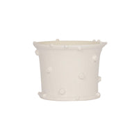 Hand Thrown Medium Wide Faux Bois Cachepot in Matte White