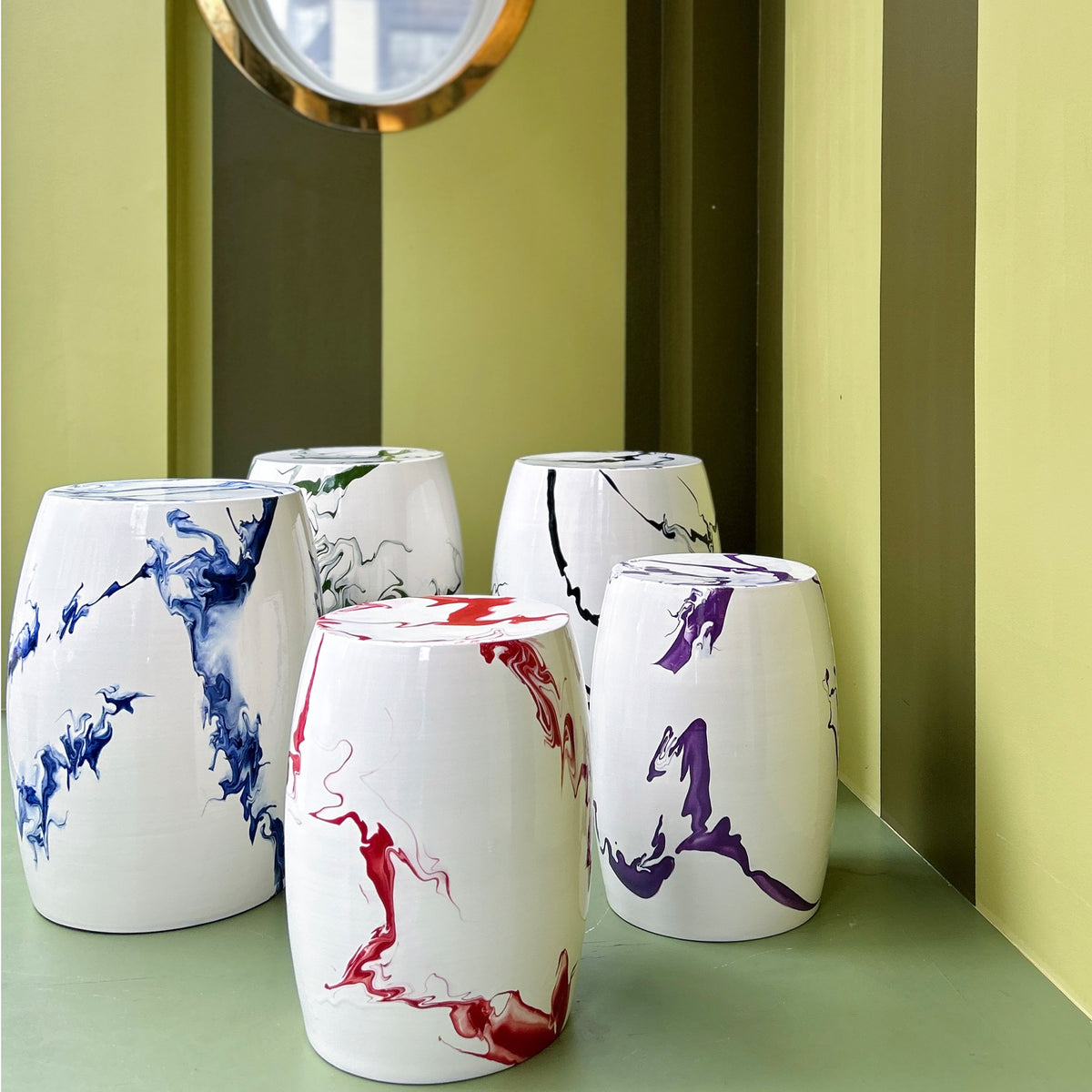 Marbled Garden Stool