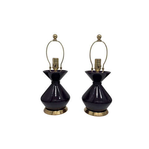 Pair of Small Hager Lamps in Purple