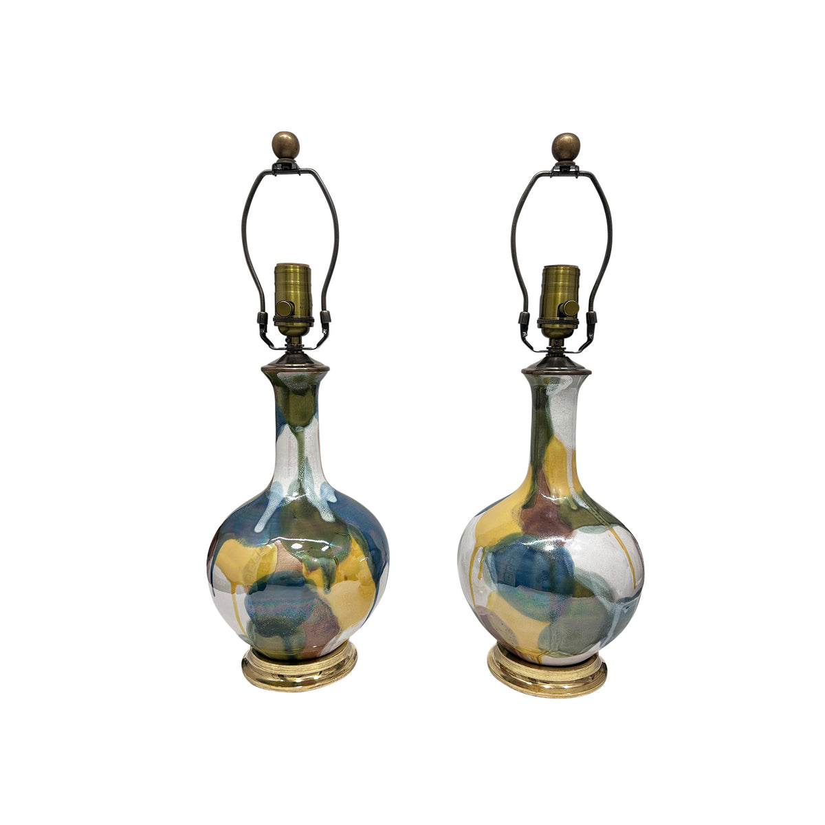 Pair of Lindsay Lamps in Opalescent Spinach & Egg