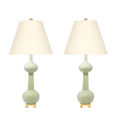 Pair of Medium Hadley Lamps in Green Celadon