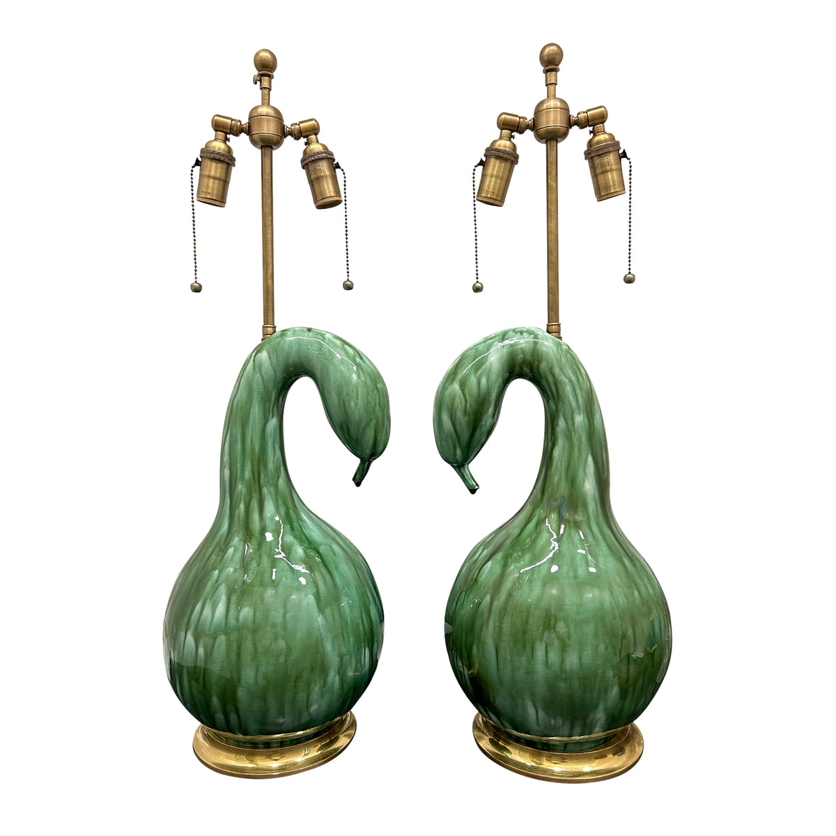 Pair Gooseneck Lamps in Alligator Crackle