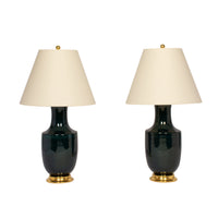 Pair of Ming Lamps in Peacock