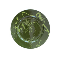 Marbled Dinner Plate in Lime on Dark Green