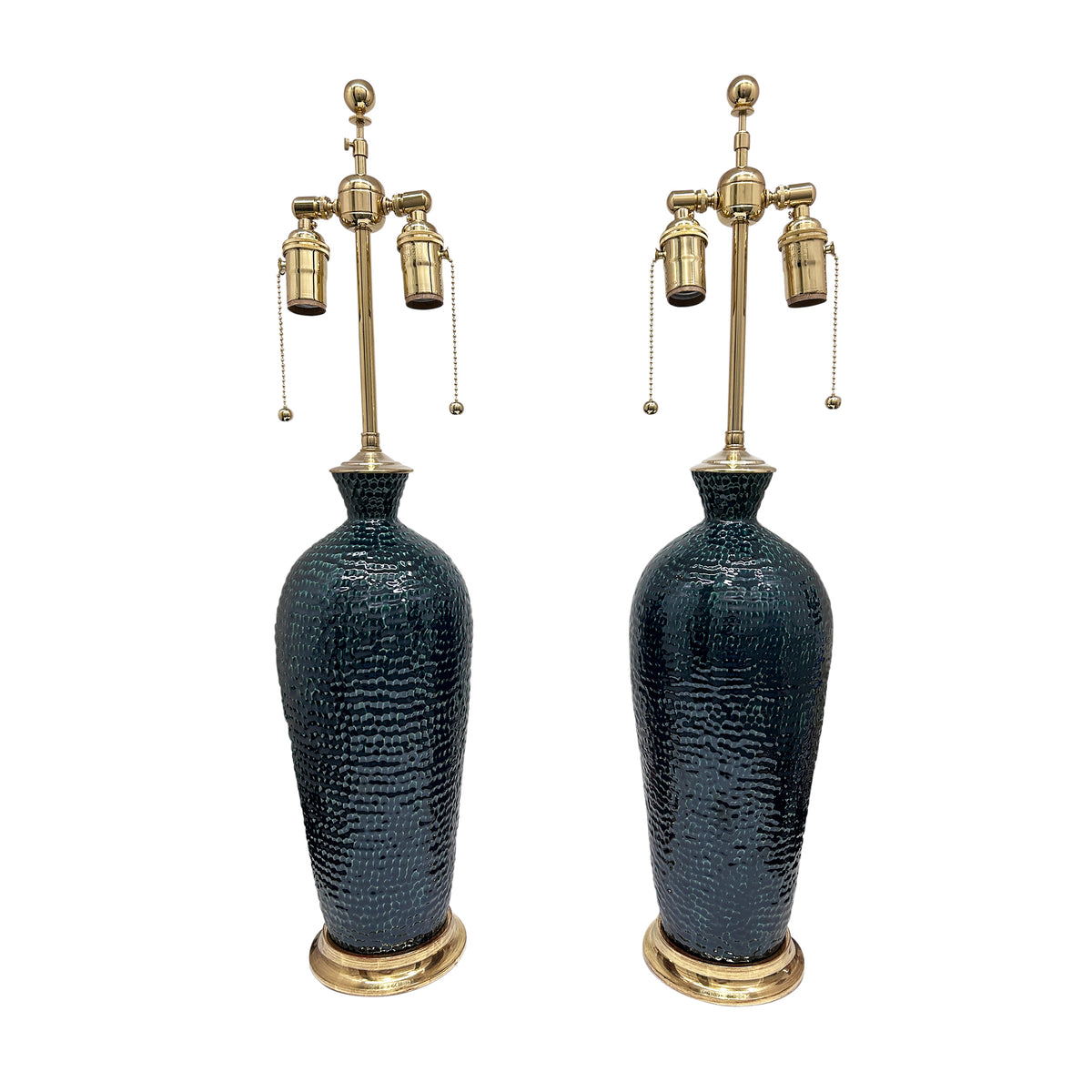 Pair of Seth Lamps in Olive Chipping