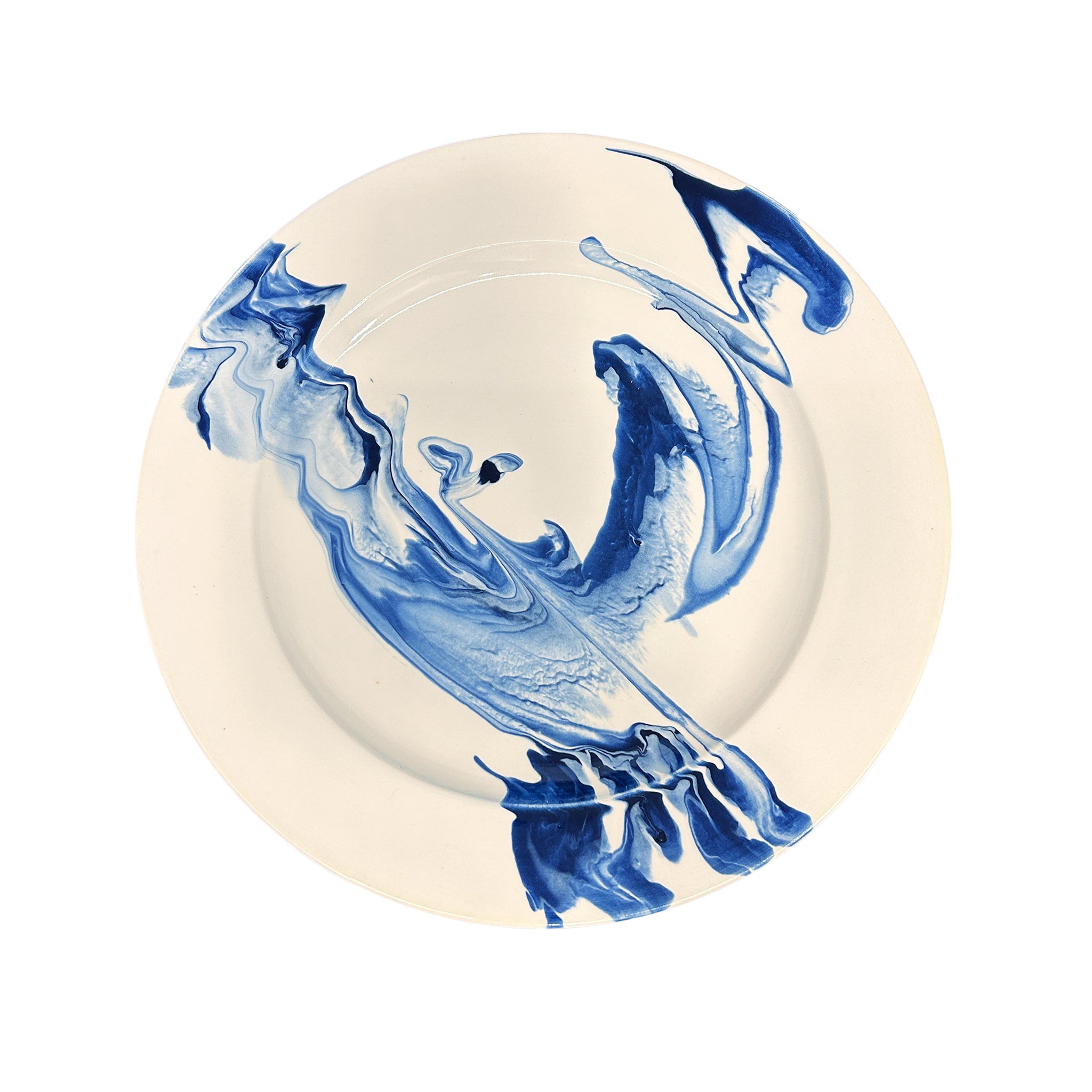 Set of 10 Marbleized Dinner Plates in Deflt Blue Marble