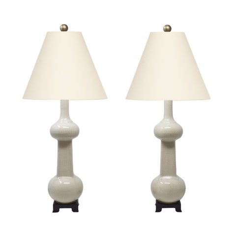 Pair of Small Hadley Lamps in Tea Stain Crackle