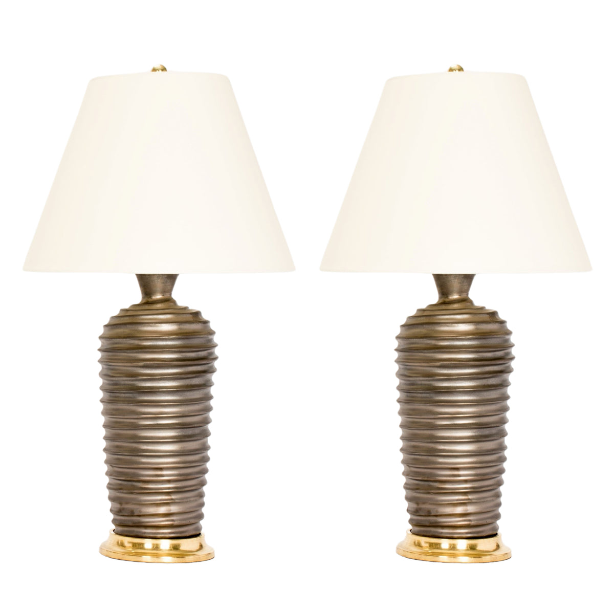 Pair of Spiral Lamps in Matte Bronze