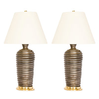 Pair of Spiral Lamps in Matte Bronze