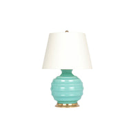 Wide Ribbed Ball Lamp in Pale Blue Green