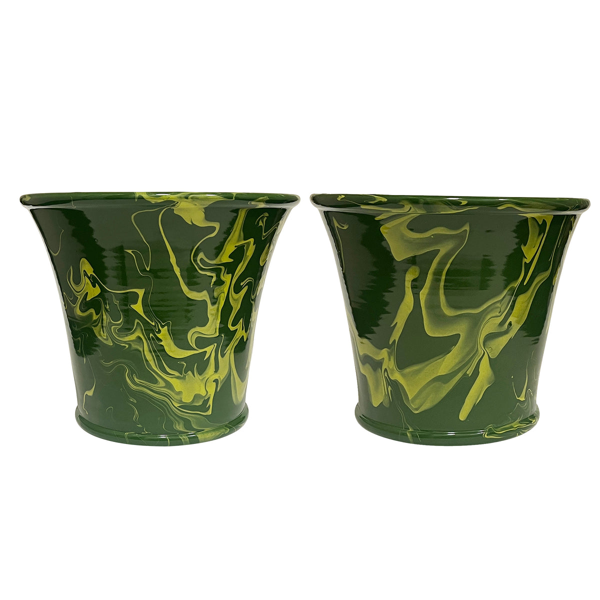 Dark Green & Lime Marbled Planter