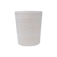 Tall Faux Bois Barrel Cachepot in Matte White