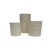 Faux Bois Brush Pot in Matte White