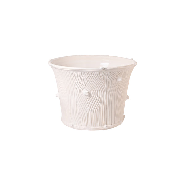 Faux Bois Planter in Matte White with Nubs