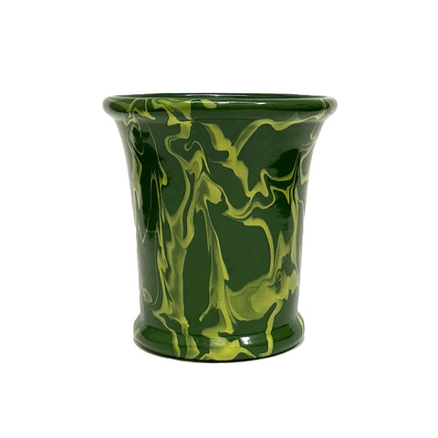 Dark Green & Lime Marbled Cache Pot