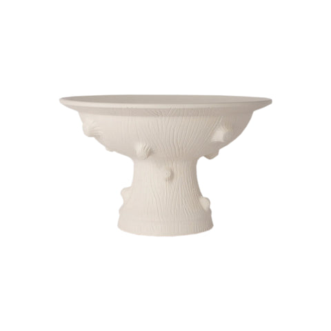 Hand Thrown Medium Faux Bois Compote in Matte White