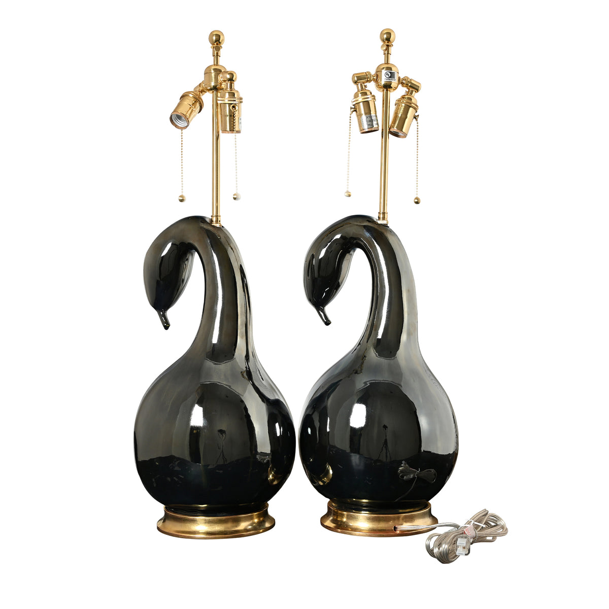 Pair Gooseneck Lamps in Alligator