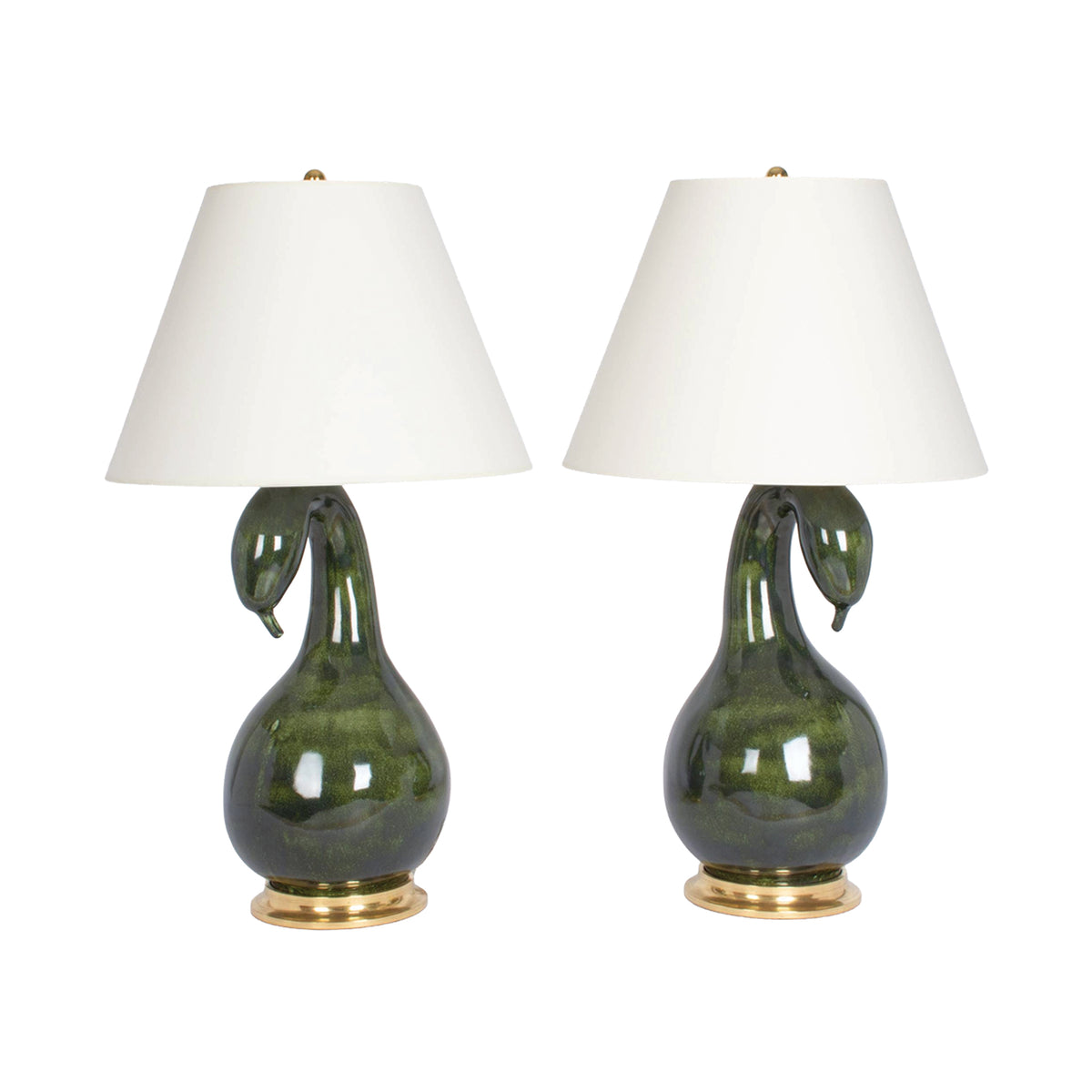 Pair of Gooseneck Lamps in Moss