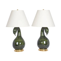 Pair of Gooseneck Lamps in Moss