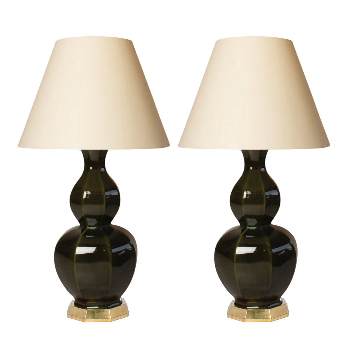Pair of Large Alexander Lamps in Olive