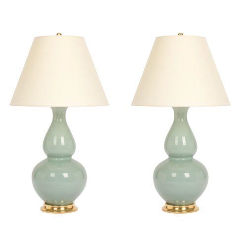 Pair of Large Aurora Lamps in Duck Egg