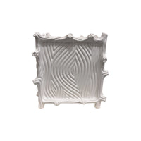 Large Square Faux Bois Cachepot in Matte White